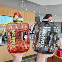 Large-capacity duckbill straw water bucket with portable handle outdoor fitness sports flat water cup 2700ml