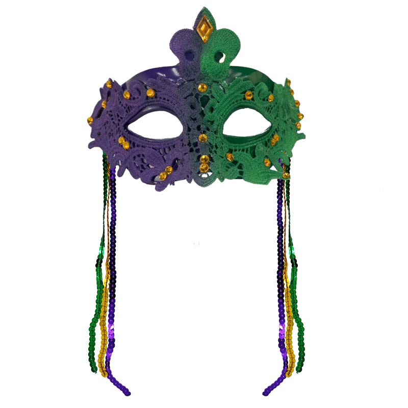 Nueva máscara de diamante de color roxo verde dorado regalos festivales fiesta fiesta máscara de mitad de cara sexy