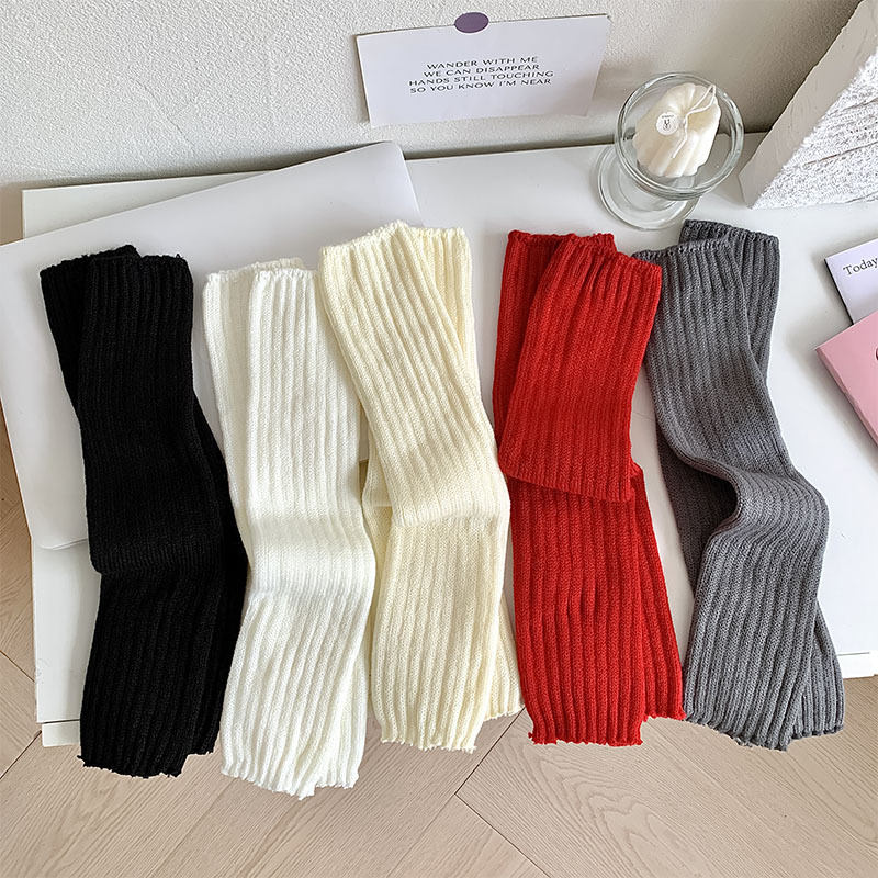 Black and White Knitted Socks for Women Autumn and Winter Japanese Soft Girl Lolita New Year Red Warm Knitting JK Stacked Socks