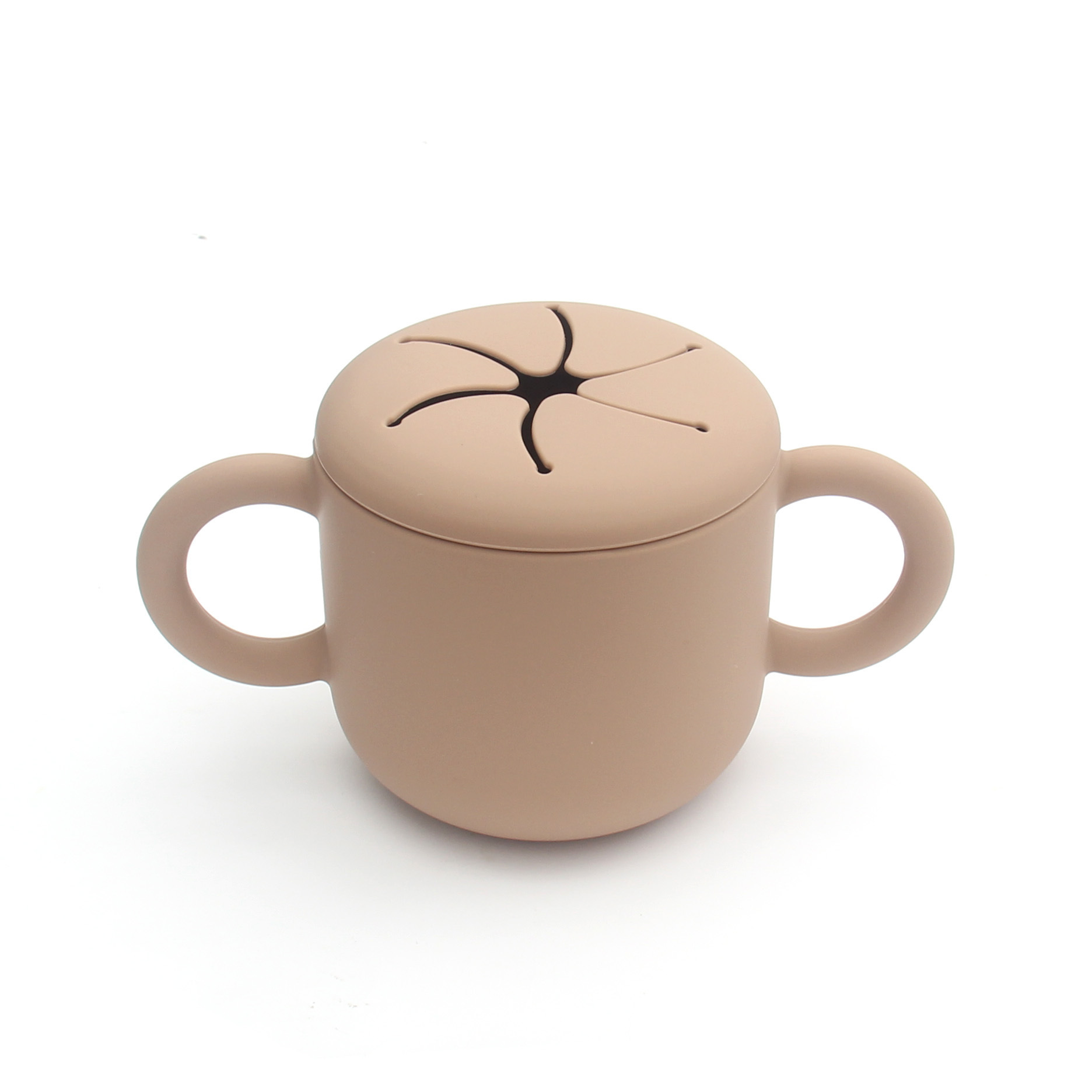 Niños de silicona merienda taza bebé vajilla bebé merienda taza portátil binaural mango niños merienda taza de almacenamiento