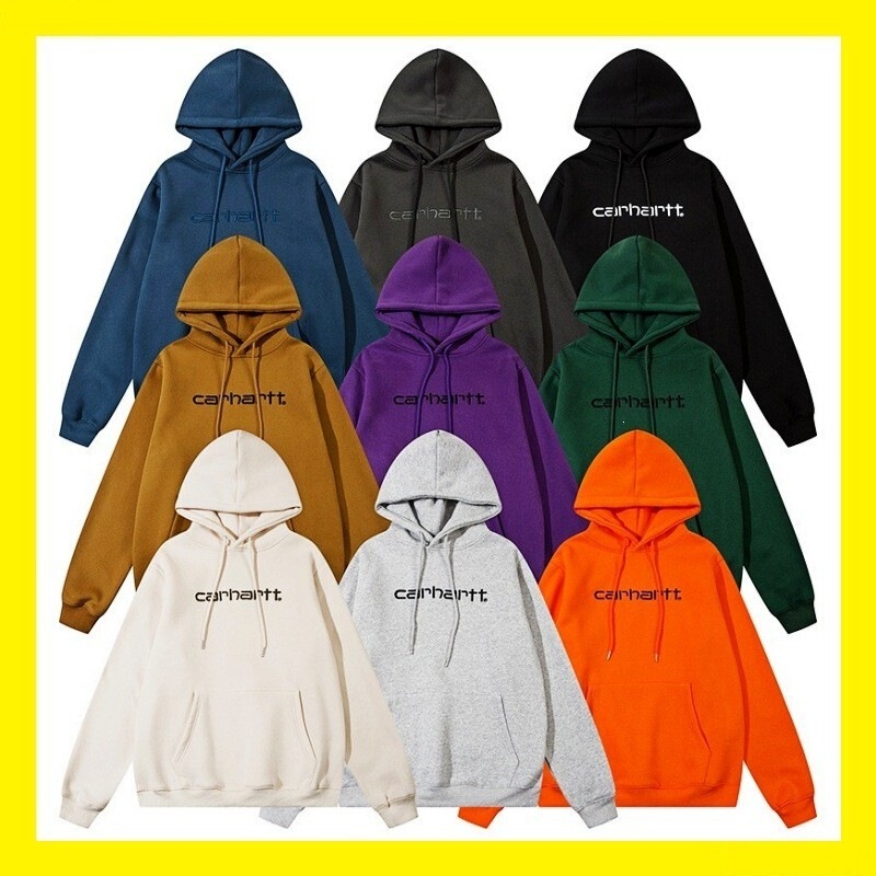 Carhartt classic letter-embroidered loose-fitting fleece-lined hoodie sweatshirt, work pants, short-sleeve T-shirt
