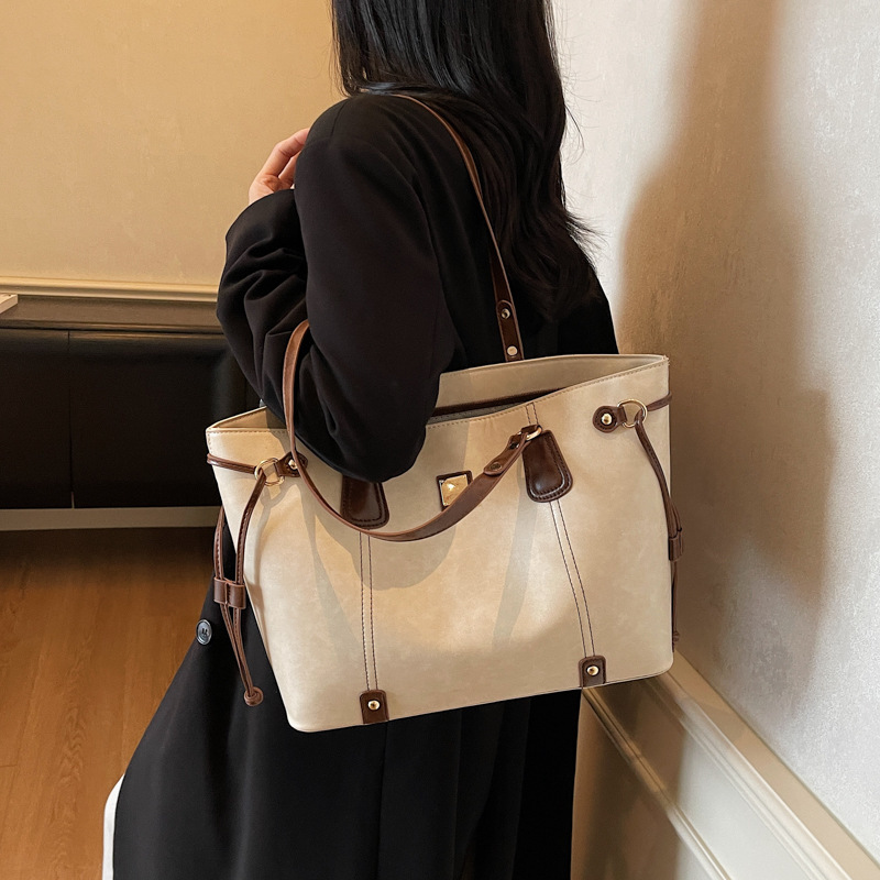 复古高级感大容量托特包女2025秋冬新款百搭单肩包通勤手提腋下包|undefined