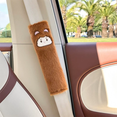 Seat belt shoulder pad | pillow - rex-mink-monkey-shoulder-pads-brown-268cm-non-pillow
