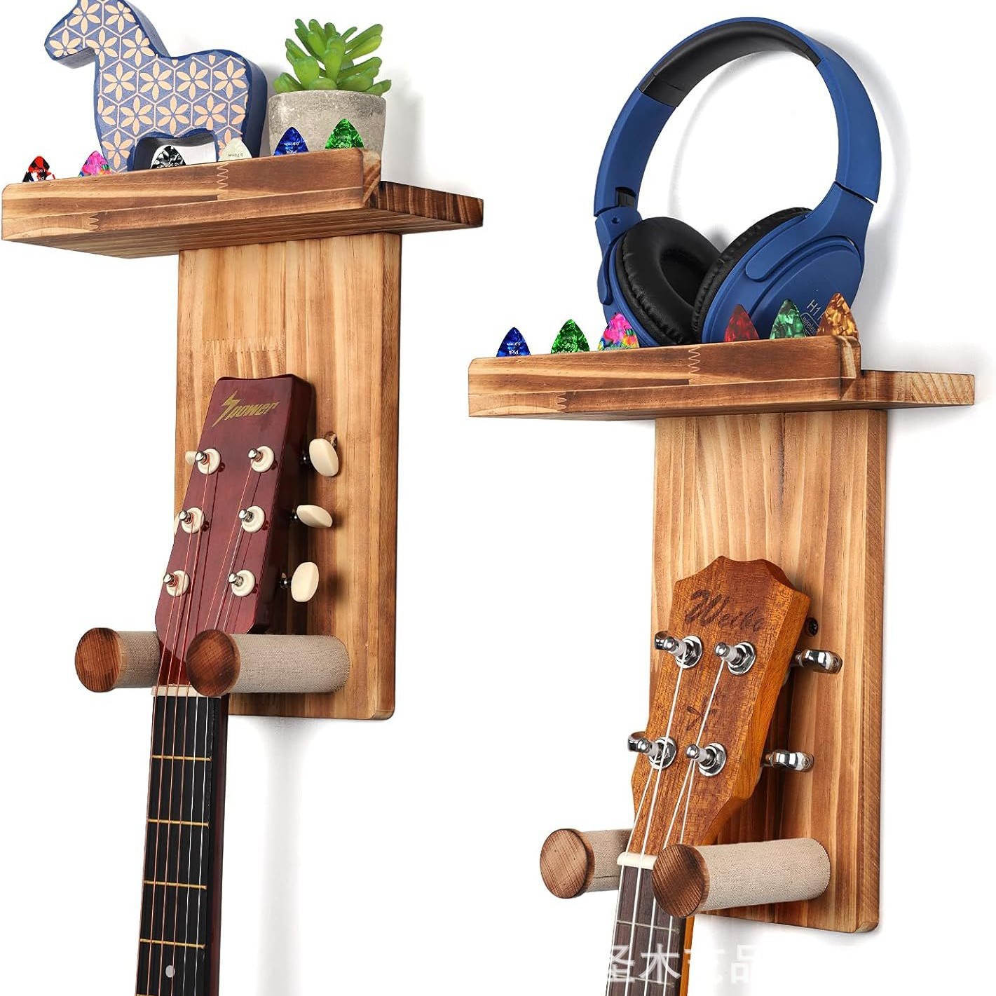 Soporte de guitarra de madera al por mayor, gancho de madera para guitarra de pared, bajo de guitarra eléctrica folk, soporte de madera de ukelele