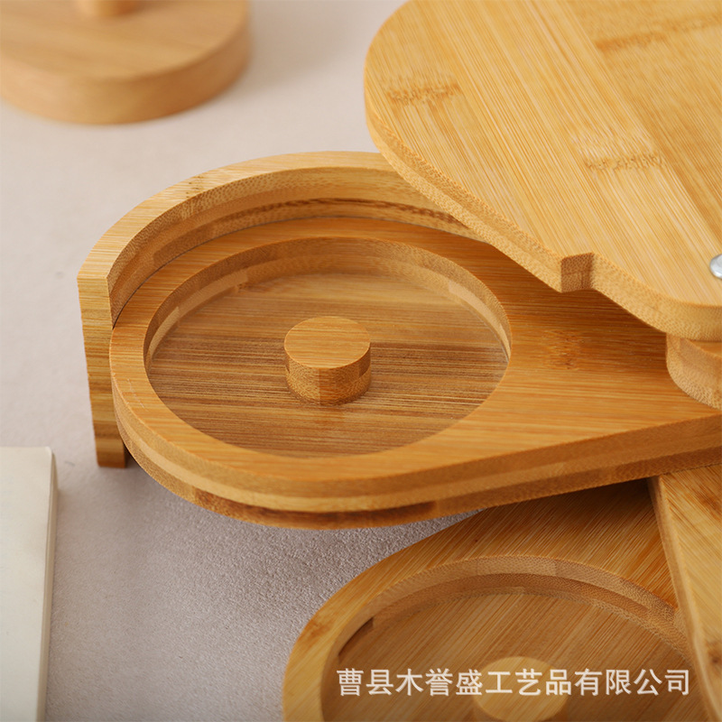 现货4层盐盒竹制调味罐沾盐器糖边盒旋转盐边盒果汁鸡尾酒调味盒|undefined