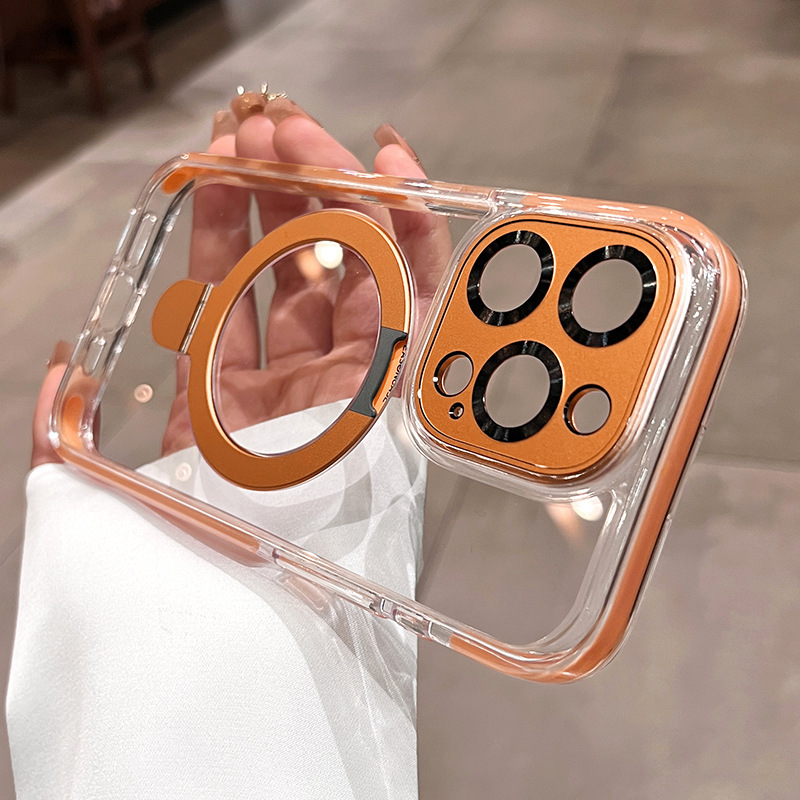 Soporte magnético transparente simple y avanzado para iphone16ProMax Apple 14 funda para teléfono móvil 15 espejo de metal 16