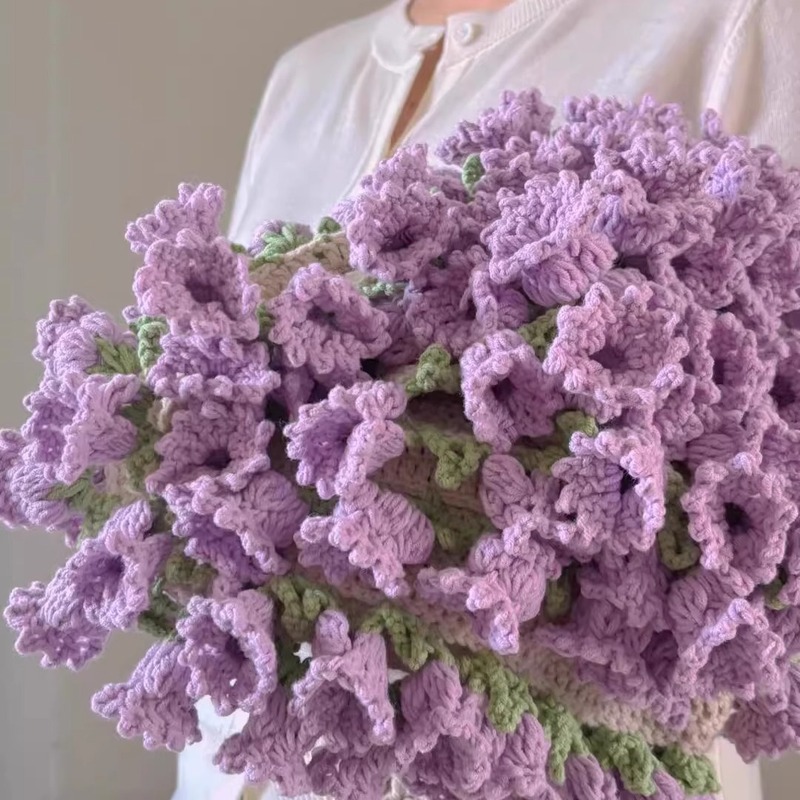 バラの花束ブランケット手織りアクリル素材パッケージウールボールかぎ針編みフラワーブランケットスズランブランケット完成品|undefined