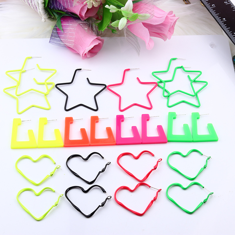 Simple Style Star Heart Shape Arylic Stoving Varnish Women's Earrings 1 Pair display picture 16