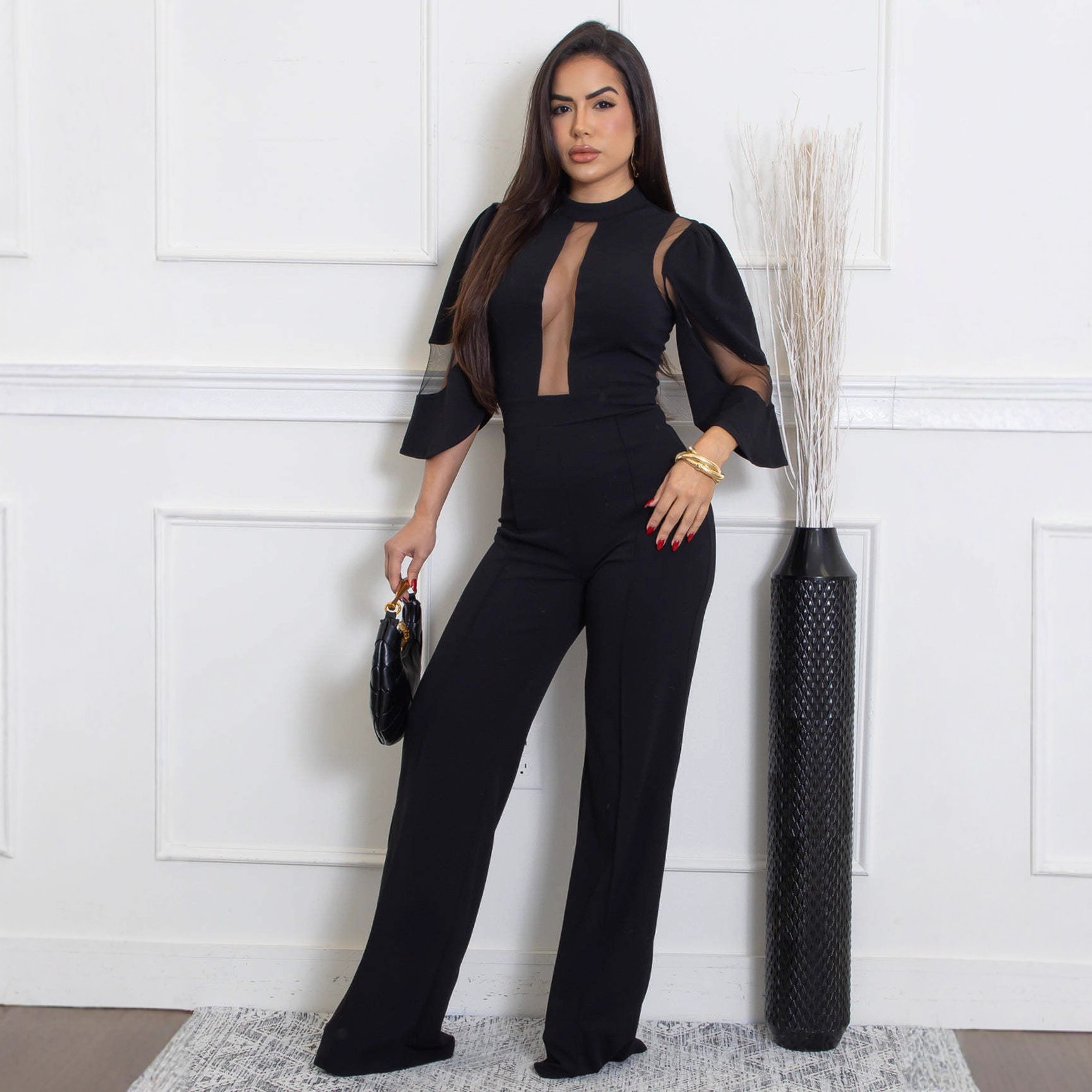 Chic Women's One Shoulder Ruffle Jumpsuit High Waist Loose Fit Fashionable Romper_ecoleips.com