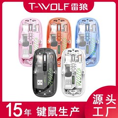 T-WOLF Thunder Wolf X11 透明ワイヤレスマウス充電式、パワーディスプレイ付き、発光デュアルモード Bluetooth マウス、静音