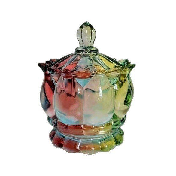 Joyas de latas de cristal de lujo ligero contienen latas de bocadillos, cajas de frutas, adornos de bodas con cinturones de regalo y tapas de cenicero perfumado