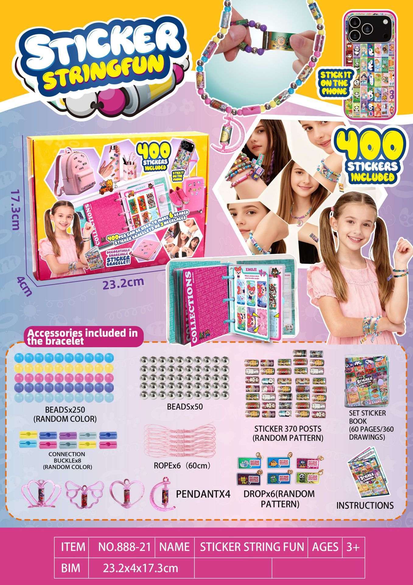 Pegatinas de juguetes para niños pulseras STICKI ROLL productos acabados creativos accesorios pegatinas de cuentas transfronterizas