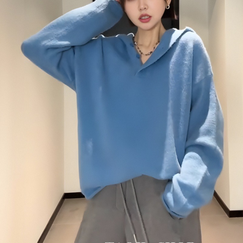 连帽针织衫女装秋冬毛衣内搭打底衫2025新款大码胖mm显瘦长袖上衣|undefined