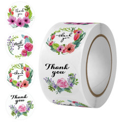 Cross-border new self-adhesive flower label roll sticker thank you seal sticker envelope wedding decoration