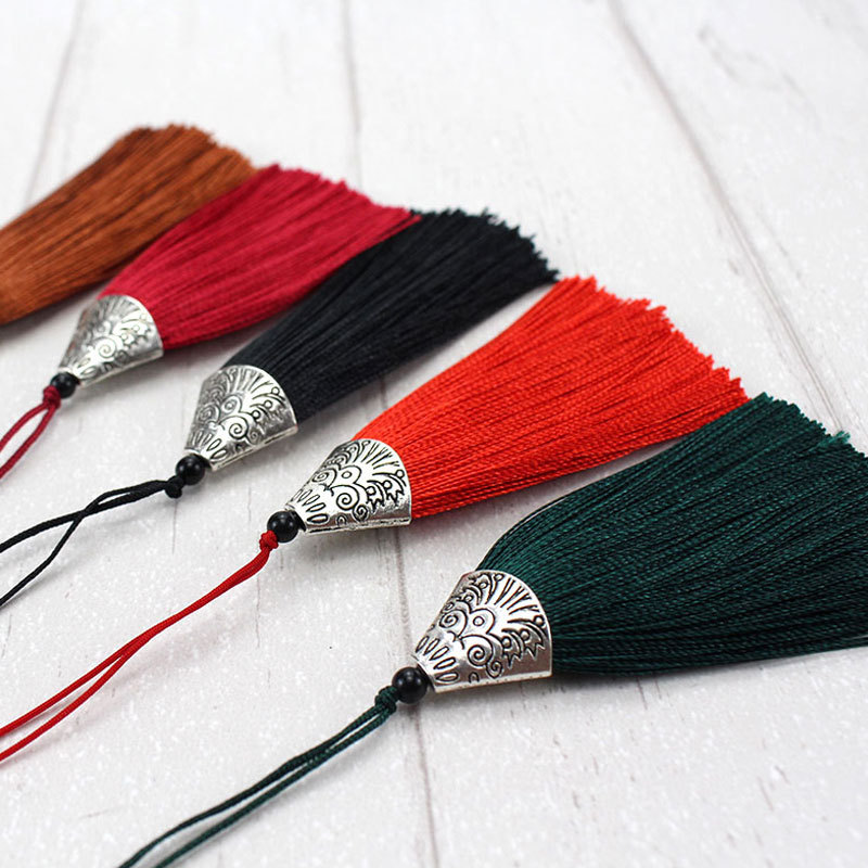 Fish Mouth Fringe Tassels Chinese Knot Bookmark Tassel Pendant Lotus Scented Bag Flat Alloy Hat Small Fringe Tassel Accessories Wholesale