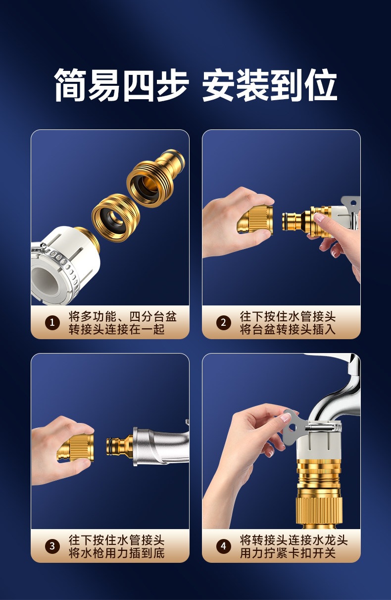 Suitable for German car wash water guns, high-pressure nozzles, household faucets, retractable water pipes, flexible hoses, and powerful anti-explosion cleaning