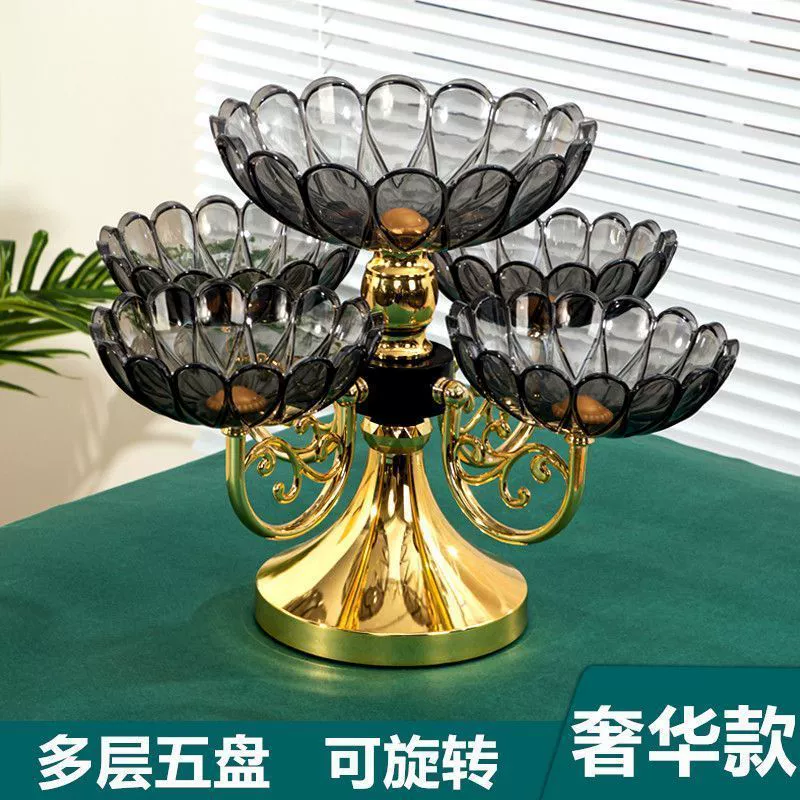 Закуски Многослойные 2024 Вращающаяся фруктоза для домашнего использования Новый 57 человек 16 фруктовая тарелка коллекция гостиной с фруктами Сушеная другая