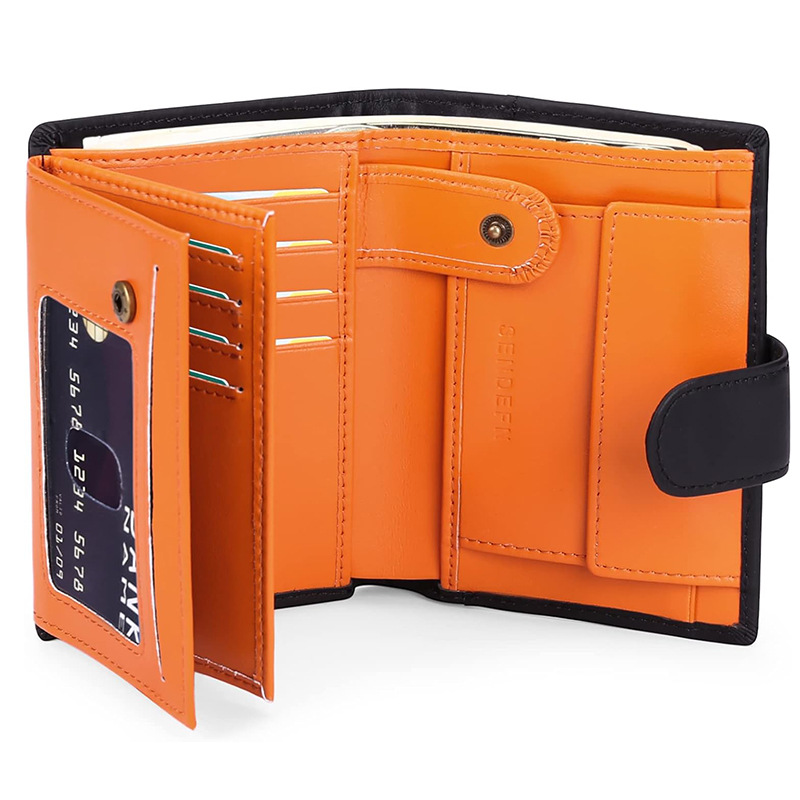 Cross-border RFID cepillo antirrobo bolso de cambio para hombres corto tres plegables multi-tarjeta billetera de cuero de vaca cartera