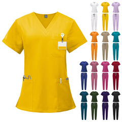 新品二重多機能ポケット看護師服手術服麻酔師作業服半袖長ズボンセットアマゾン