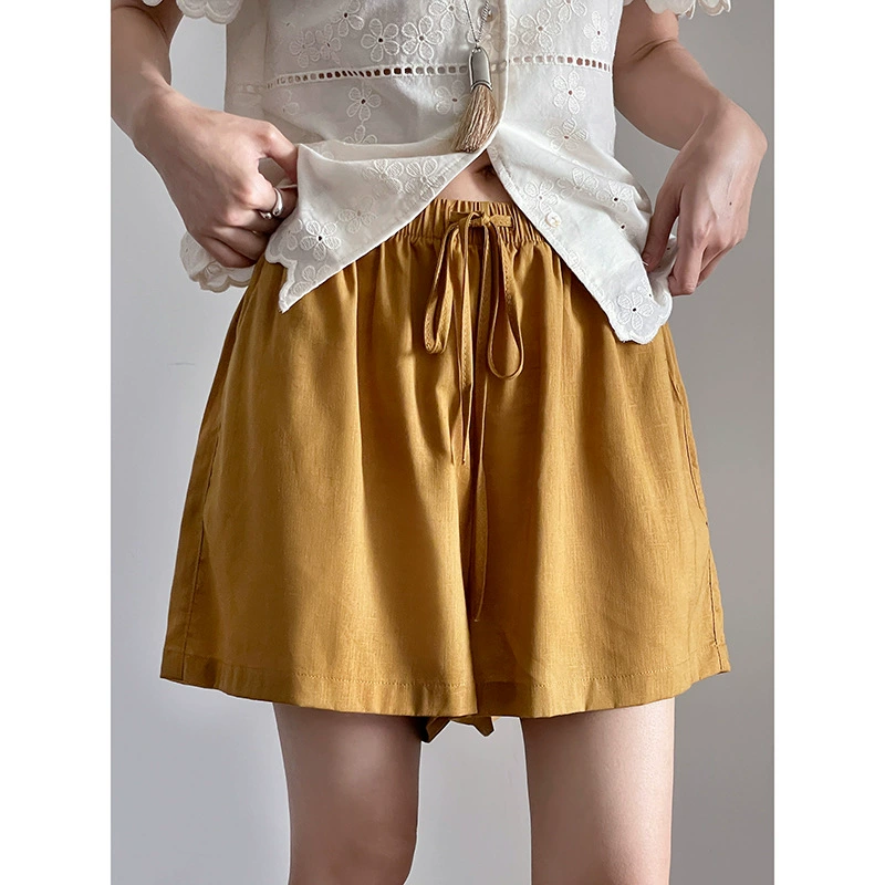 Тонкие короткие брюки Ice Thin Ge Ming Tencel, повседневные брюки трапециевидной формы, женские летние новые льняные шорты с пятью точками N279C