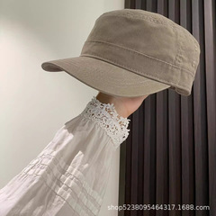 复古平顶棒球帽女春秋季遮阳韩版休闲海军帽大头围显脸小鸭舌帽子