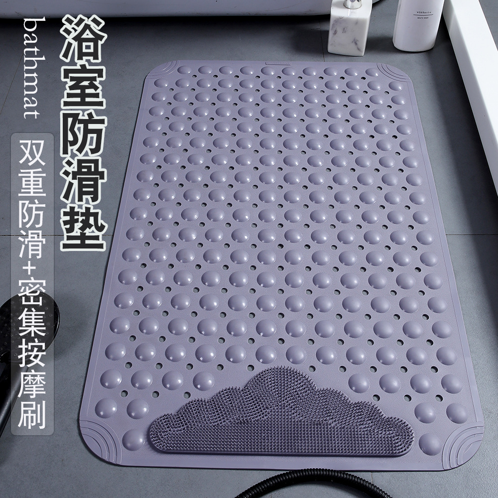 新款浴室防滑垫卫生间洗澡按摩脚垫酒店带刷云朵浴室防摔垫亚马逊