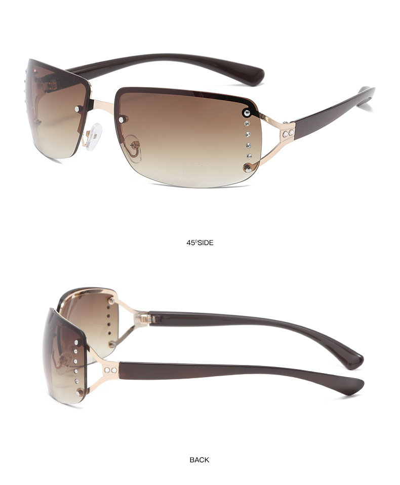 Ac, UV400 Protection Lens Material Square Glasses Style Holiday, Travel Occasion Streetwear Solid Color Ac UV400 Protection Square Frameless Women's Sunglasses