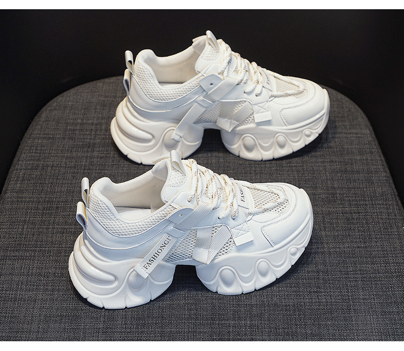 Giày sneaker nữ chunky đế dày tăng chiều cao, lưới thoáng khí, mẫu mới xuân 2025 — M2559 màu be, M2559 màu hồng, M2559 màu đen chi tiết 22