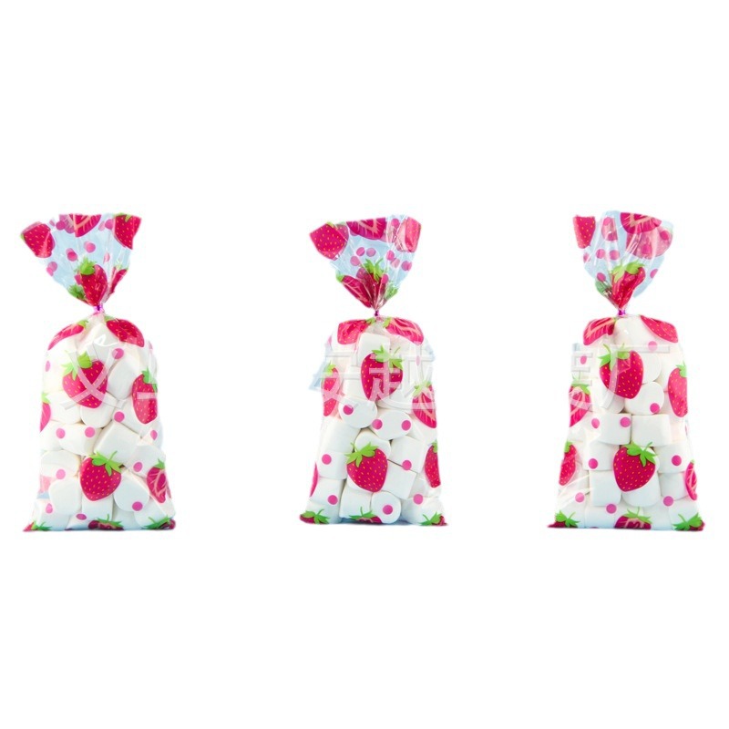 Comercio exterior nuevo en stock fresa OPP bolsa de celofán fiesta bolsa de regalo OPP boca plana bolsa de caramelo
