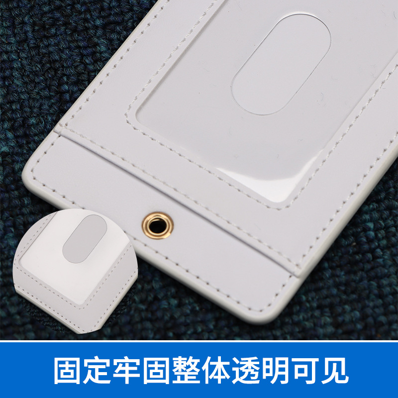 Trabajo de empresa titular de la tarjeta de identificación transparente exposición trabajo de oficina insignia soporte de tarjeta de cuero dibujo y diseño de muestra