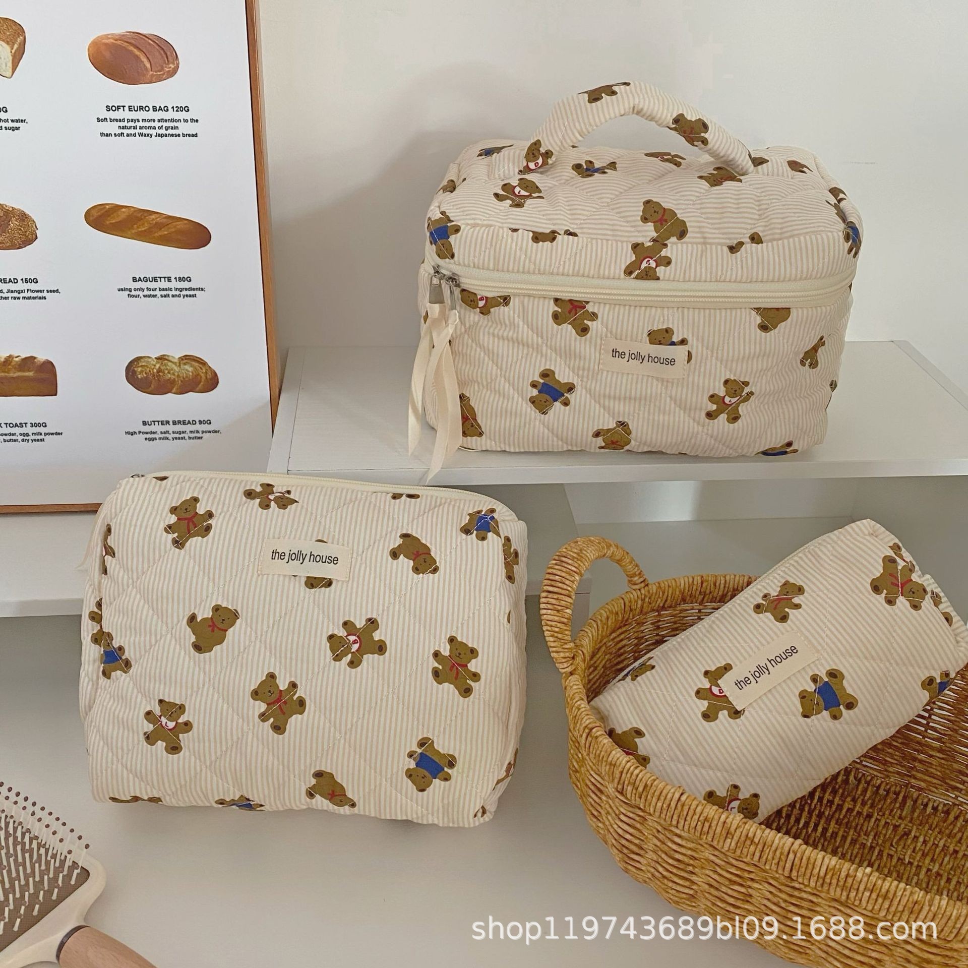 Bolso de cosméticos Blue Love para mujer, lote de una pieza 2025 nuevo bolso de almacenamiento de cosméticos portátil de gran capacidad