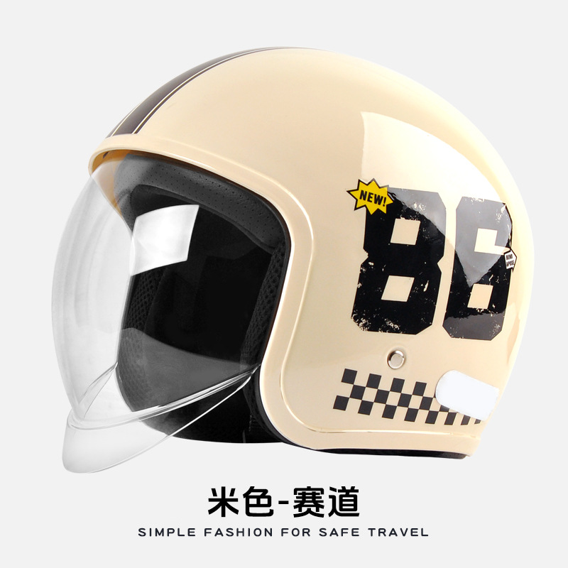 Casco de motocicleta eléctrica AD 3C certificado para hombres y mujeres cuatro estaciones general medio casco invierno caliente casco de seguridad de automóviles de batería