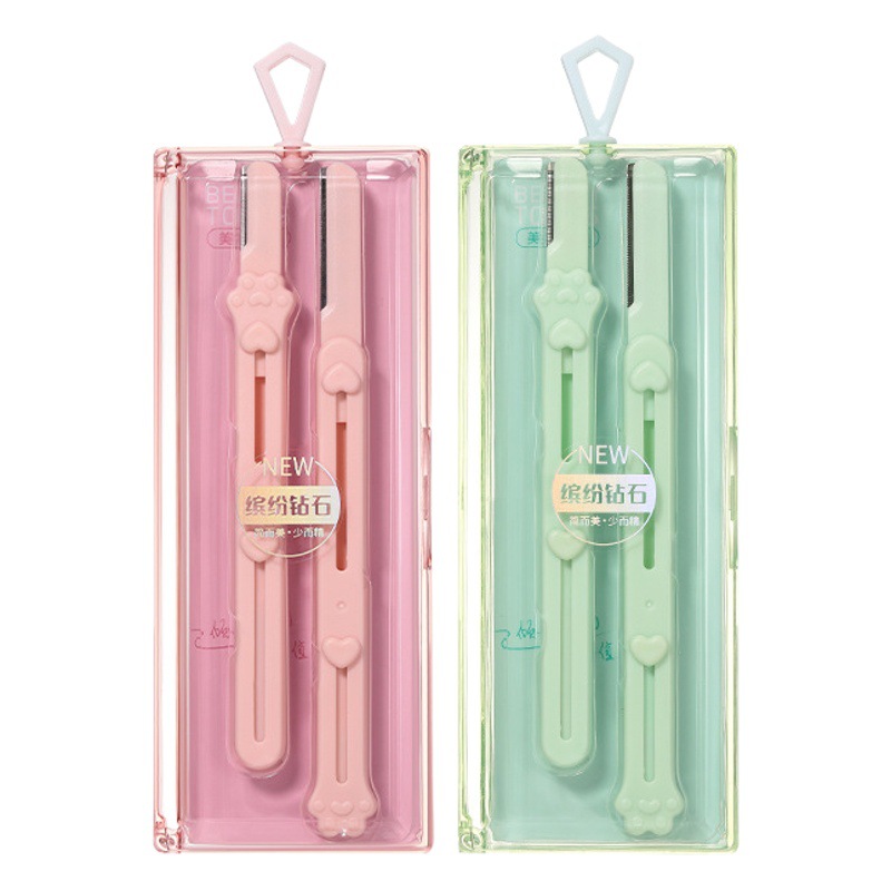 Ueno Ramila cat claw double-headed dual-purpose retractable eyebrow trimmer stainless steel macro eyebrow scraper 2-pack SY342