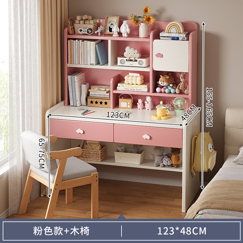 Mesa de escritorio infantil de madera estante de estudio en una mesa de escritorio dormitorio de estudiantes de primaria con set de mesa de escritorio elevadora doméstica