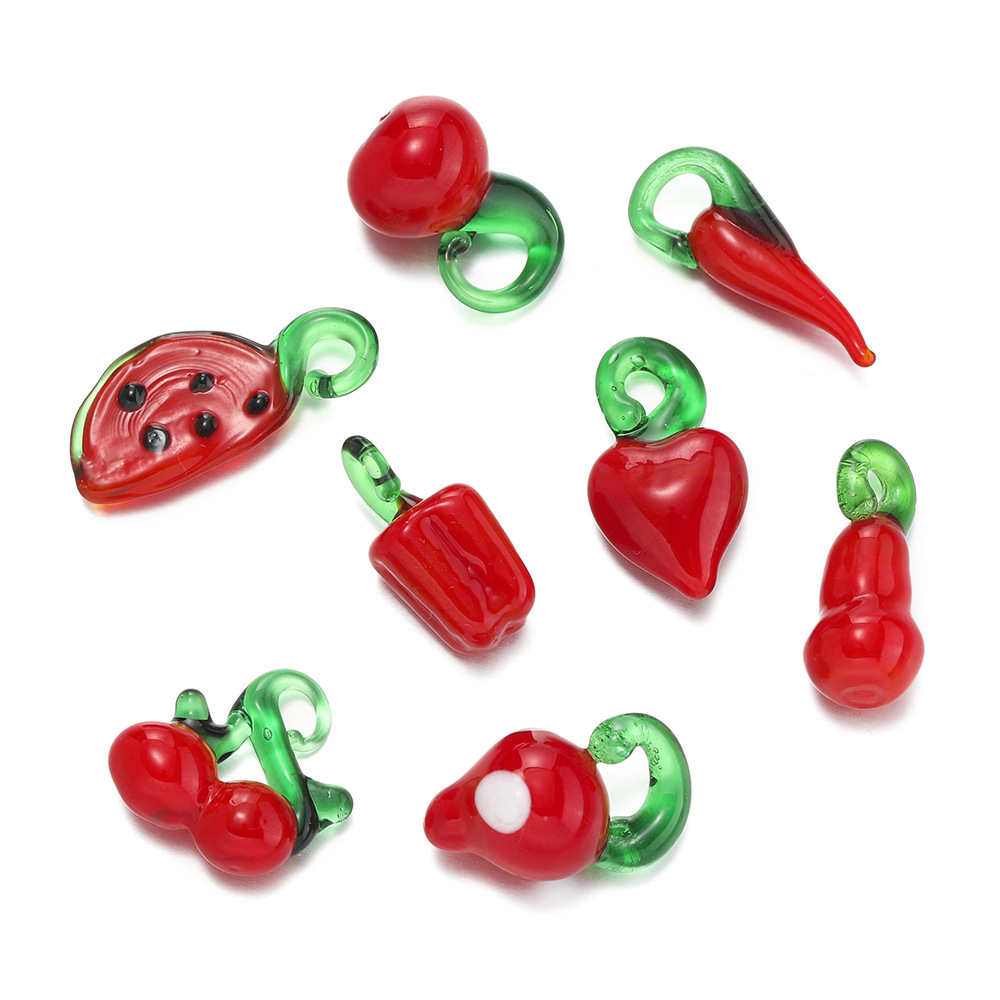 2 PCS/Package 12 * 19mm 8.5*19mm 9.5*25mm Glass Fruit Vegetable Pendant display picture 8