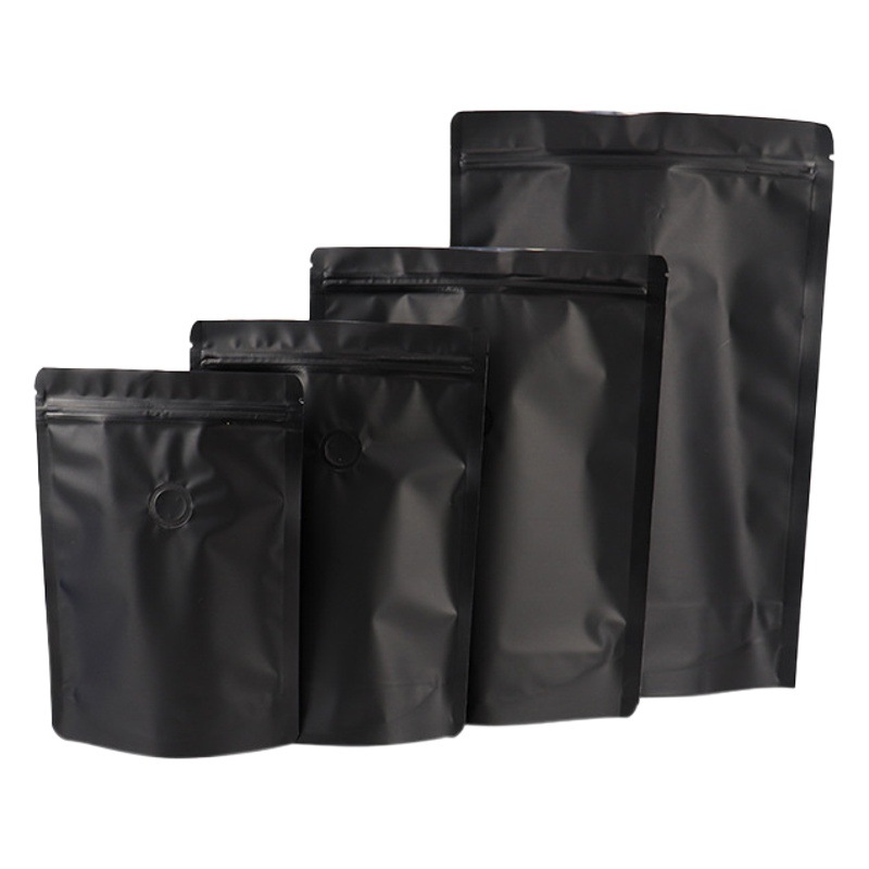 Bolsa de polvo de grano de café con papel de aluminio con cremallera válvula de escape unidireccional bolsa ziplock comida seca merienda Medlar té calcetines bolsa de embalaje