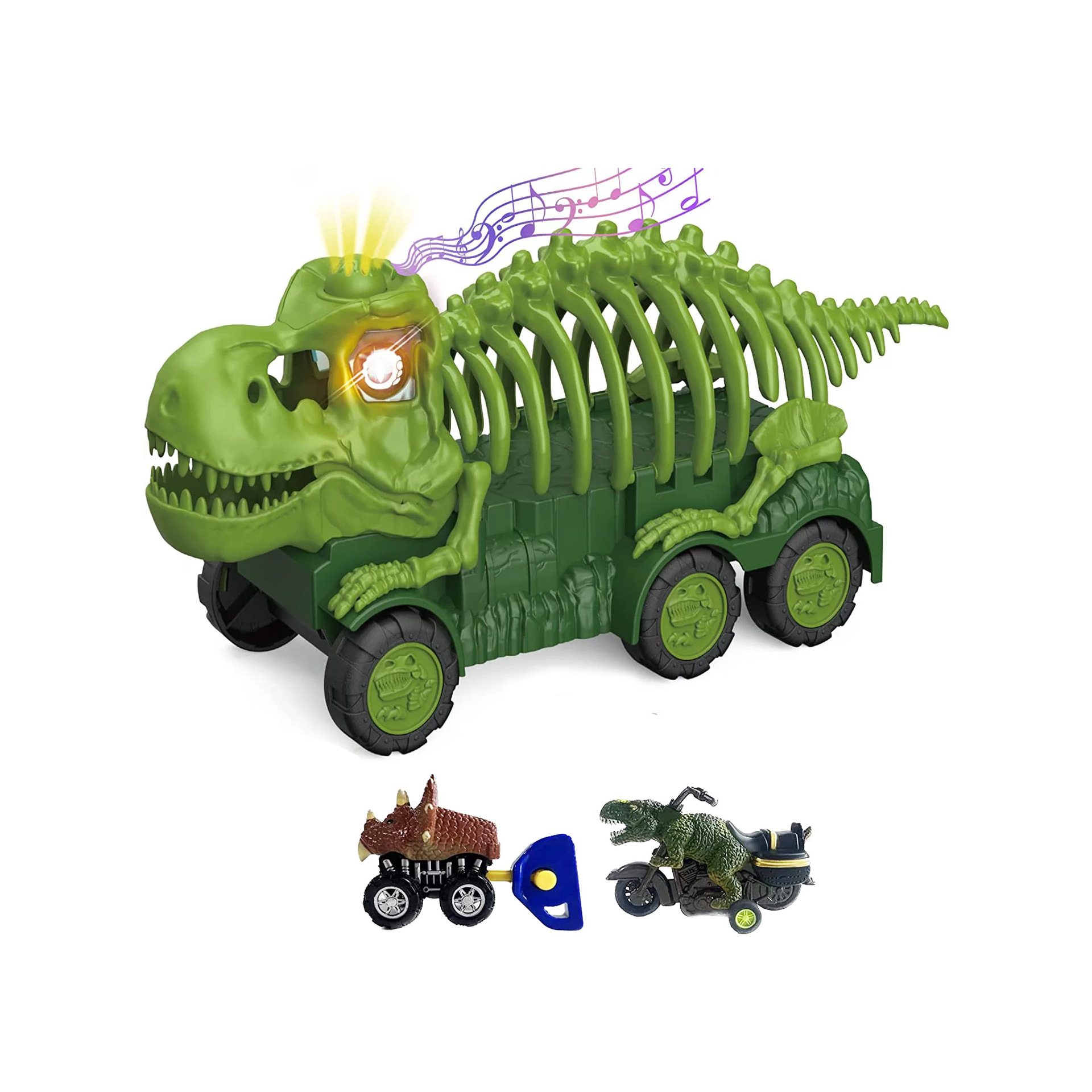 Cross-border new large dinosaur skeleton engineering vehicle with scene car with sound light suit dinosaur toy