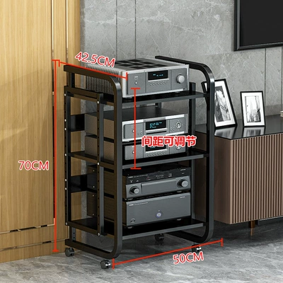 Amplifier equipment cabinet adjustable Electric car big tripod - 3-layer-c-black-rack-black-walnut-board