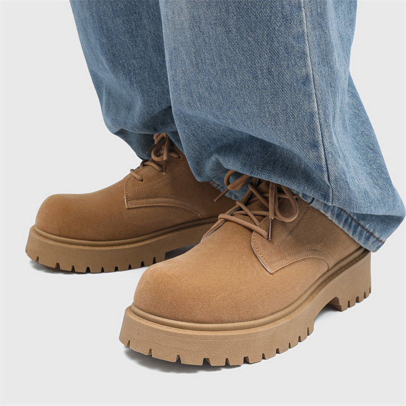 ShoeVault Men's Martin Autumn New High-top Thick-soled Derby Retro Suede Workwear Fashion Trend Yellow Boots_voghion.com