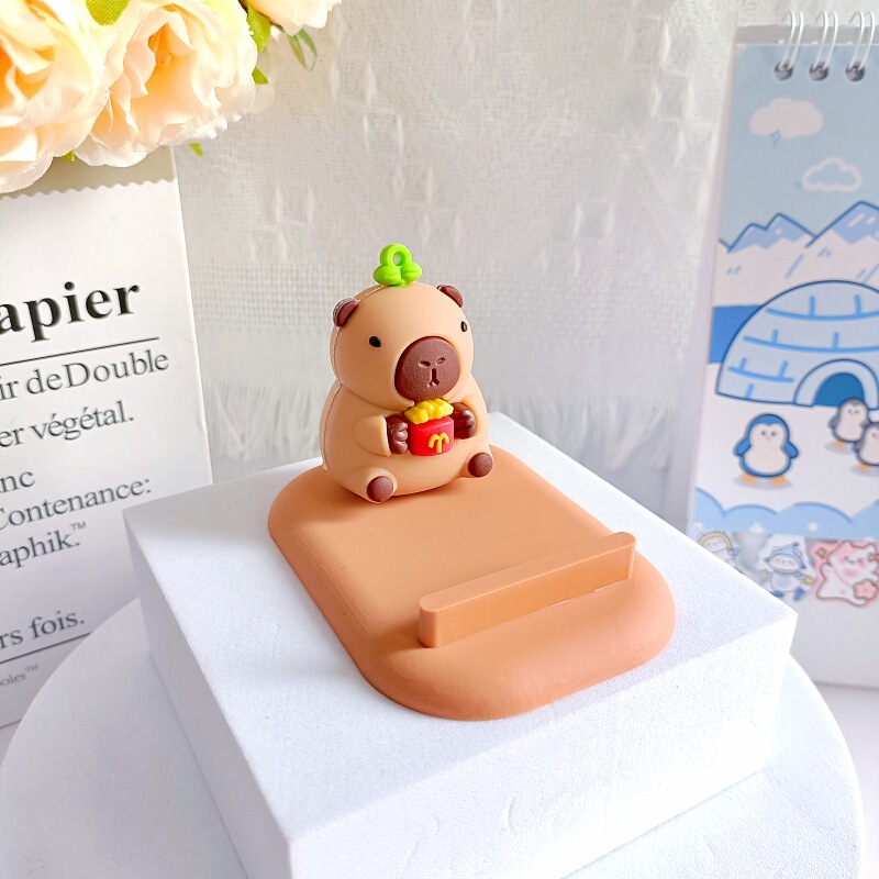 かわいいカピバラ立体公仔怠け者デスクトップスタンド創意携帯電話スタンド小プレゼント小置物|undefined