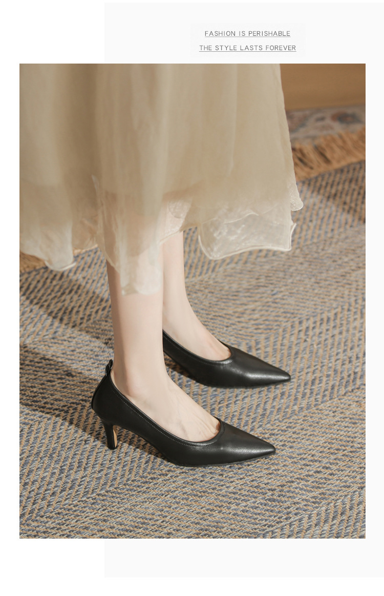 Giày cao gót mũi nhọn miệng nông Jingang ZX60001 – giày stiletto đa năng xuân thu 2025 — màu đen chi tiết 14