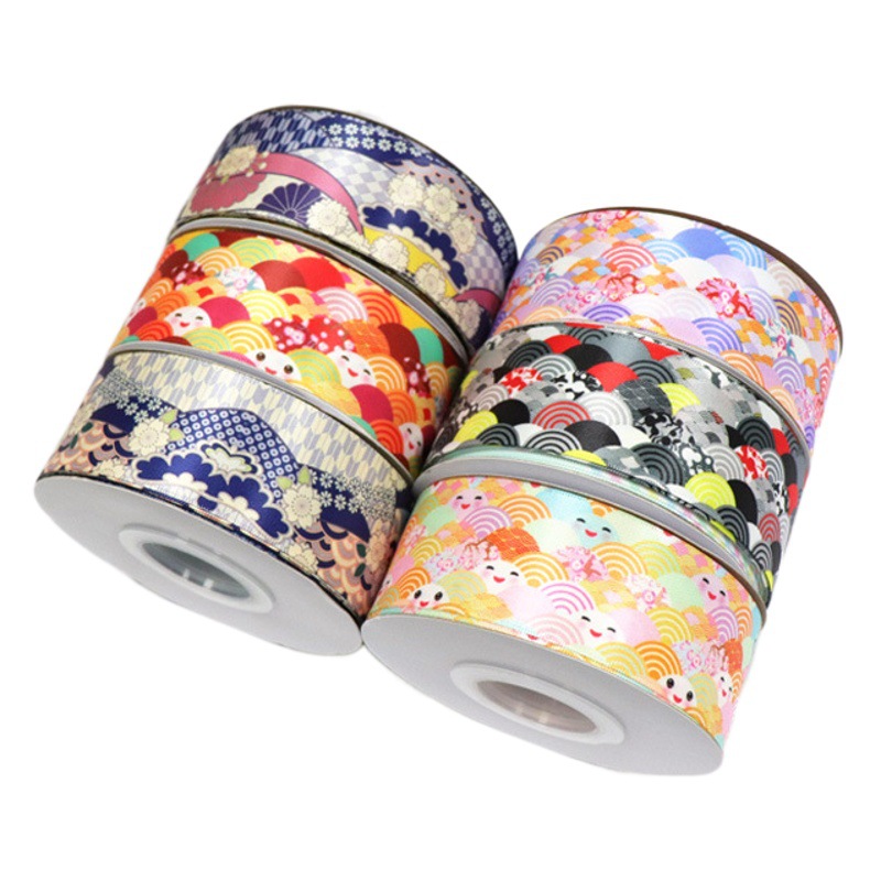 Estilo japonés impreso tocado DIY costilla cinta hecha a mano arco cinta accesorios de ropa cinta