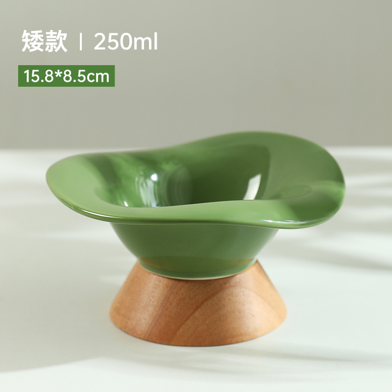 Nuevo gato de pie alto asiento de madera tazón de cerámica protección cervical perro tazón de arroz tazón de comida para gatos tazón antidetonante tazón para beber