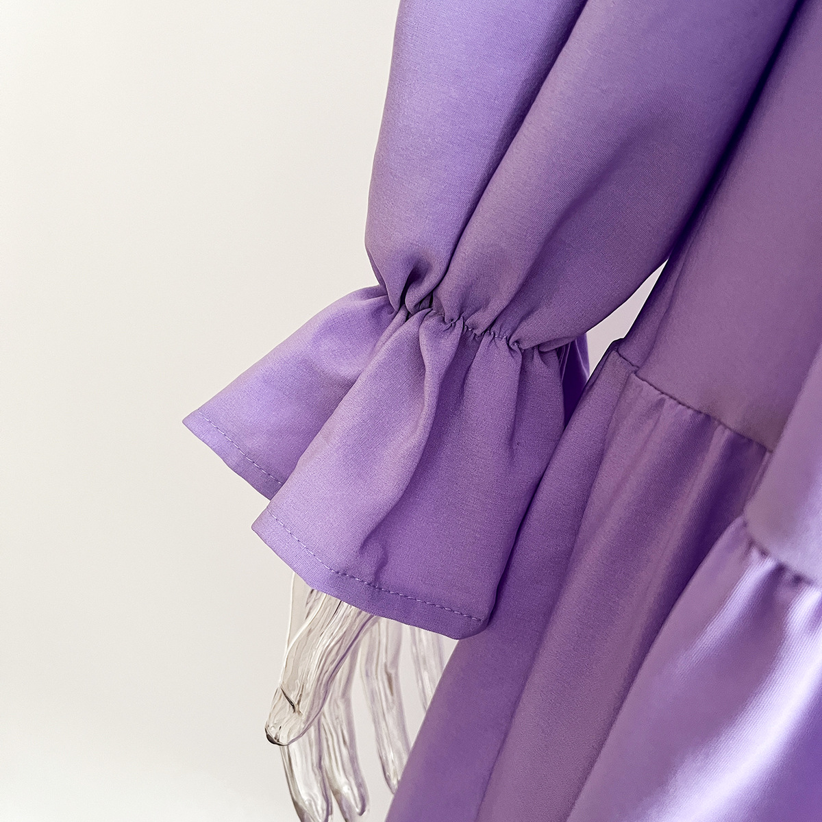 Smocking Dress Ruffled Square Collar Flared Sleeve Layered Large Swing Dress Women Women Clothing