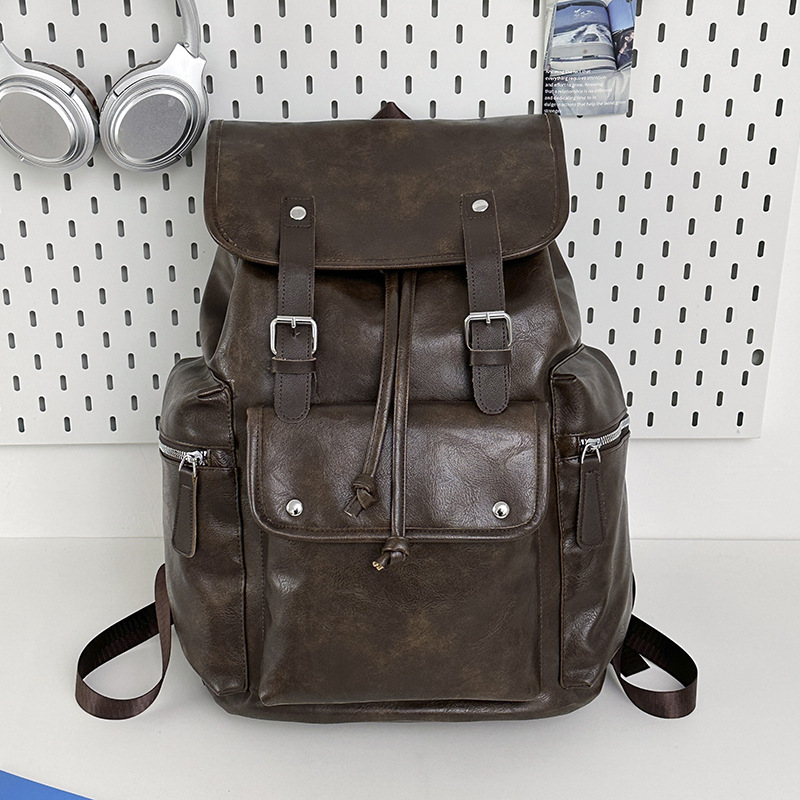 New Korean Retro Simple Casual School Men's Unisex Couple Backpack Travel Laptop Bag_voghion.com