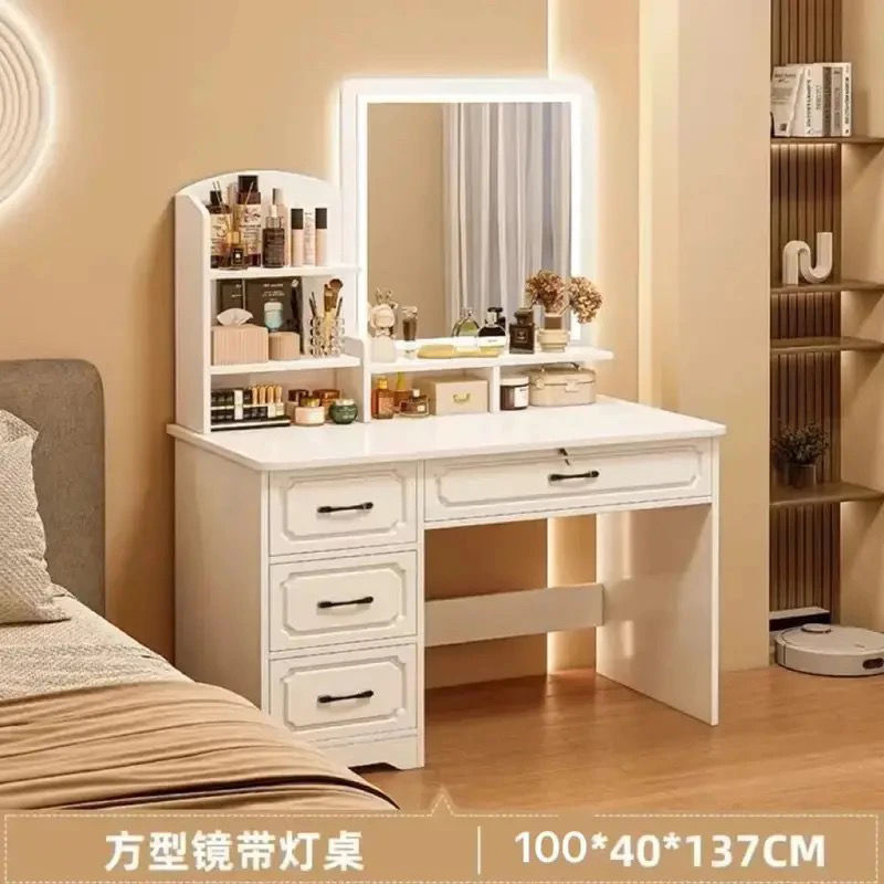 [사각거울 4개+램프] 100cm 웜화이트