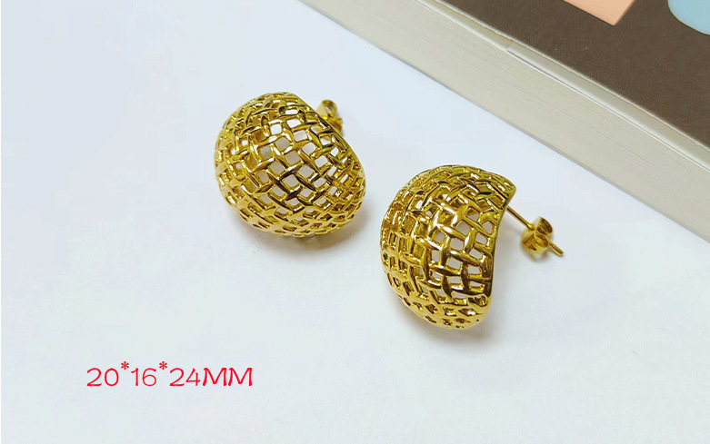 1 Paire Style Simple Forme C Placage Acier Au Titane Boucles D'oreilles display picture 2