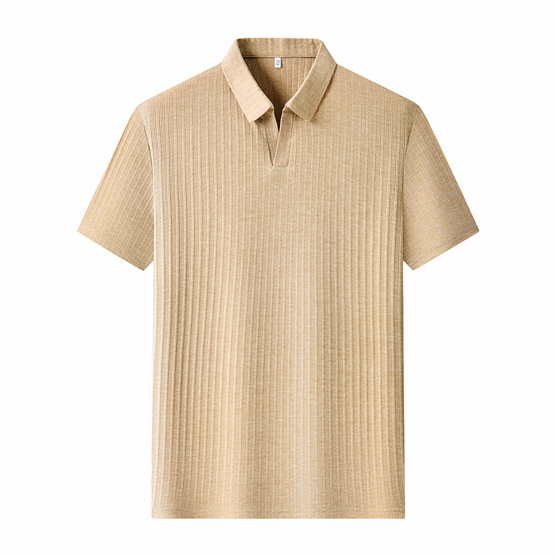 Men's Seagull Collar Short Sleeve Polo Shirt, Lightweight Quick-Dry Stretch Fabric, Unique Asymmetrical Design, Comfort-Fit Casual Top_viptrois.com