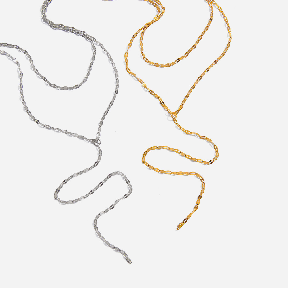 Jingqiao European and American Double-Layer Titanium Steel Necklace Accessories Women's Y-Shaped Chain 18K Gold Cross-Border Jewelry Niche Design Jewelry Accessible Luxury