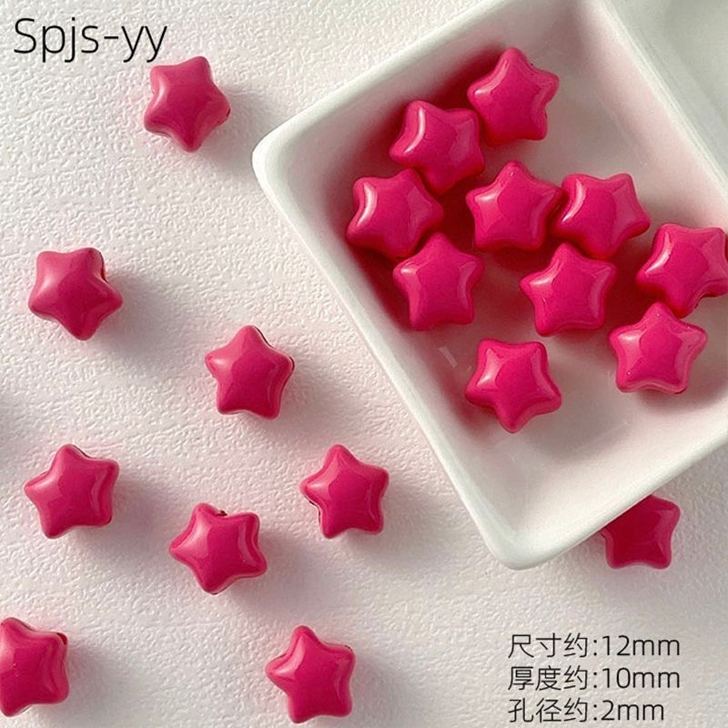 亚克力马卡龙烤漆胖嘟嘟小号五角星散珠DIY手机链串珠饰品配件|undefined